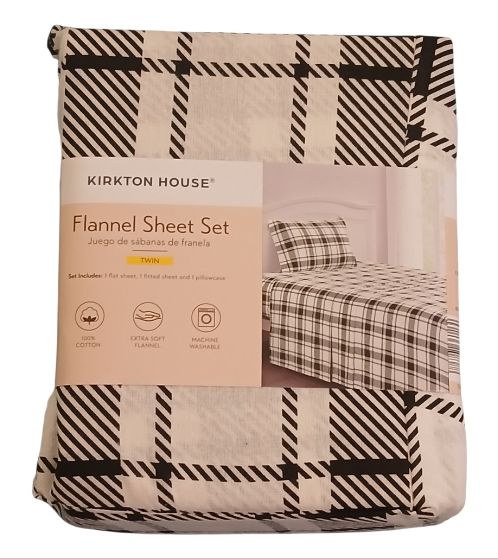 Kirkton House Twin Flannel Sheet Set Plaid